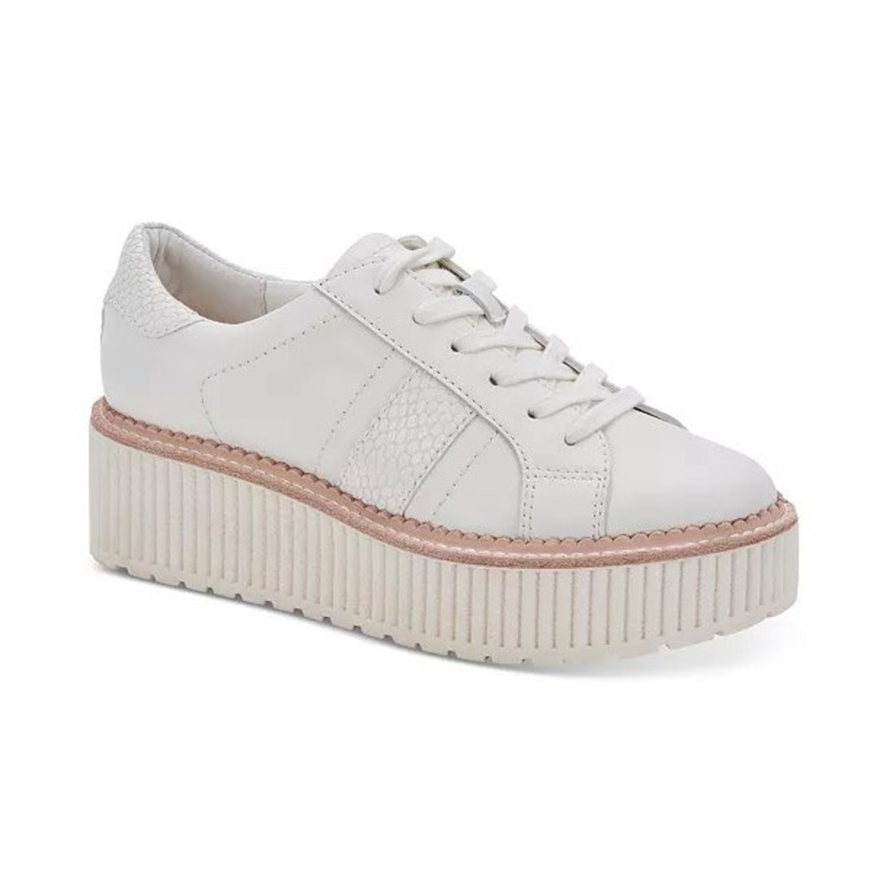 Dolce Vita Women White Leather Snake Embossed Platform‎ Sneaker Size 7